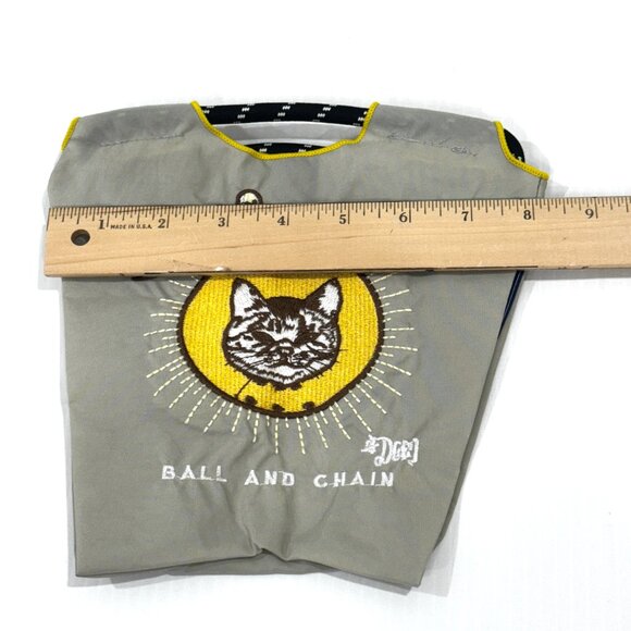 Ball & Chain Small Pouch Gray Yellow Cat Bird NEW - Picture 10 of 11